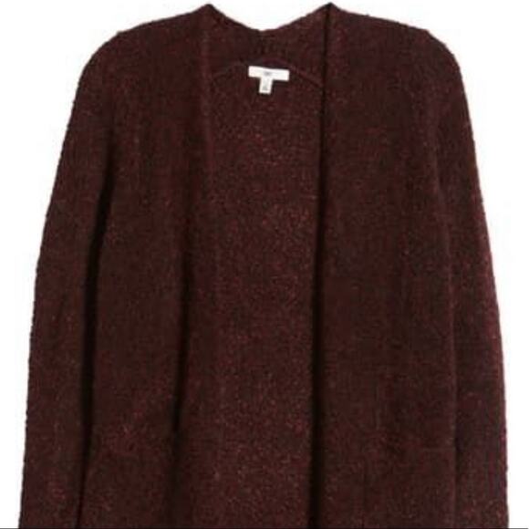 BP. NEW Burgundy Bouclé Open Front Cardigan Size Small - Picture 6 of 10
